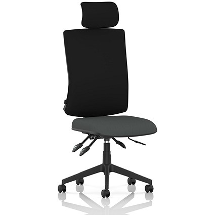 Orlena High Black Back Task Operator Chair, Headrest, Quest Mussel