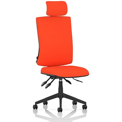 Orlena High Back Task Operator Chair, Headrest, Tabasco Orange