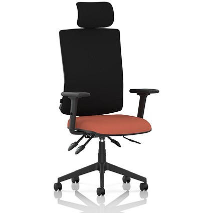 Orlena High Black Back Task Operator Chair, Headrest, Height Adjustable Arms, Quest Crab