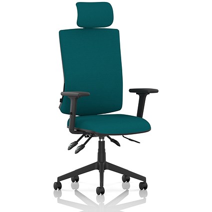 Orlena High Back Task Operator Chair, Headrest, Height Adjustable Arms, Maringa Teal