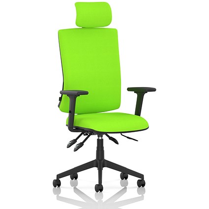 Orlena High Back Task Operator Chair, Headrest, Height Adjustable Arms, Myrrh Green