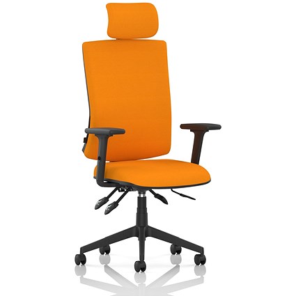Orlena High Back Task Operator Chair, Headrest, Height Adjustable Arms, Senna Yellow