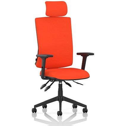 Orlena High Back Task Operator Chair, Headrest, Height Adjustable Arms, Tabasco Orange
