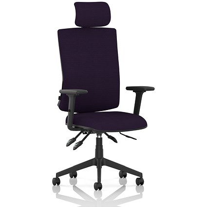 Orlena High Back Task Operator Chair, Headrest, Height Adjustable Arms, Tansy Purple