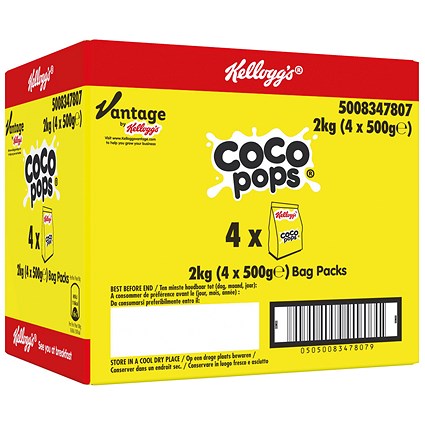 Kellogg's Coco Pops Bag, 500g, Pack of 4