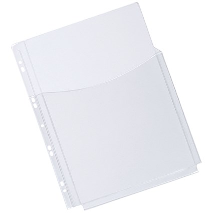Q-Connect A4 3/4 Cover Expanding Punched Pockets, 180 Micron, Top Opening, Pack of 5