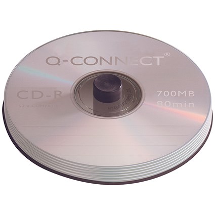 Q-Connect CD-R Writable Blank CDs, Spindle, 700mb/80min Capacity, Pack of 50 Q-Connect CD-R Writable Blank CDs, Spindle, 700mb/80min Capacity, Pack of 50