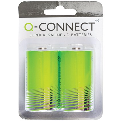 Q-Connect D Alkaline Batteries, Pack of 2