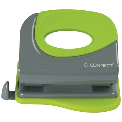 Q-Connect 2 Hole Punch, Capacity 20 Sheets, Green and Grey