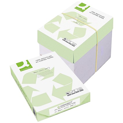 Q-Connect A4 Recycled Paper, White, 80gsm, Box (5 x 500 Sheets)