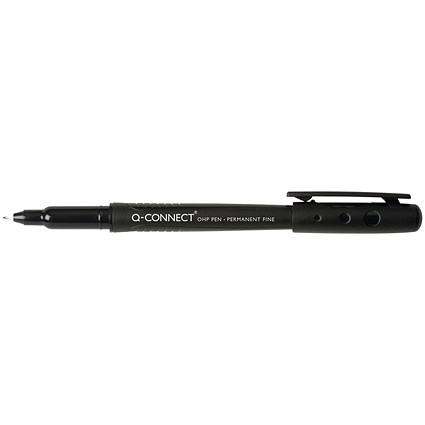 Q-Connect OHP Pen Permanent Fine Black (Pack of 10)