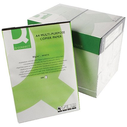 Q-Connect A4 Copier Paper, White, 80gsm, Box (5 x 500 Sheets)