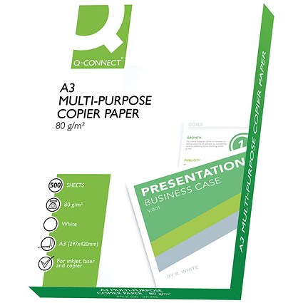 Q-Connect A3 Paper, White, 80gsm, Ream (500 Sheets)
