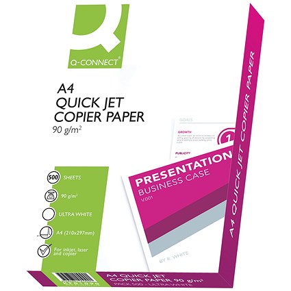 Q-Connect Premium A4 White Presentation Paper, 90gsm, Ream (500 Sheets)