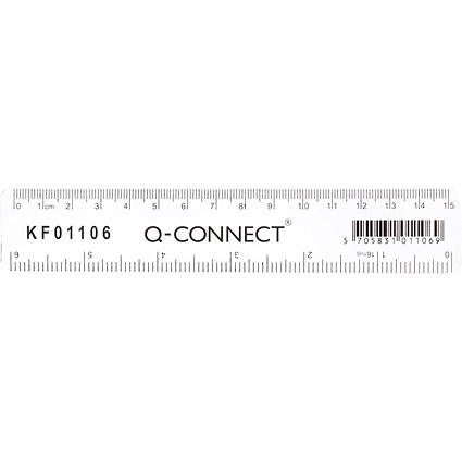 Q-Connect Metric and Imperial Ruler Clear 150mm