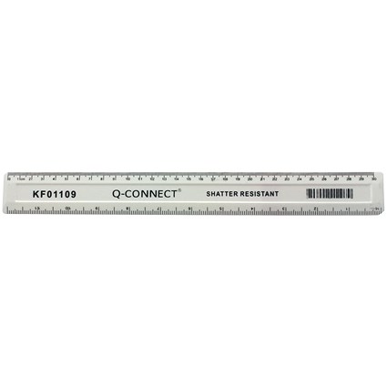 Q-Connect Shatter Resistant Ruler 30cm White (Pack of 10)