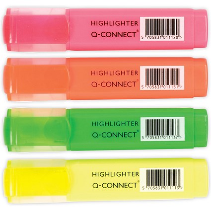 Q-Connect Assorted Highlighter Pens (4 Pack) KF01116 Paperstone