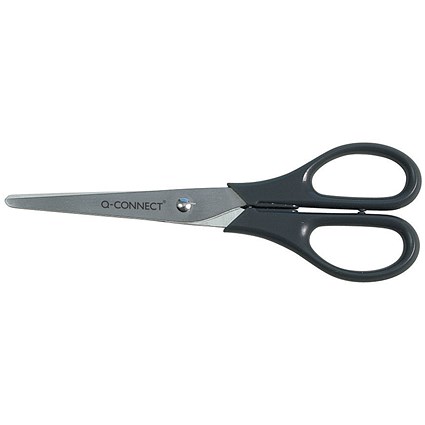 Q-Connect Ergonomic All Purpose Scissors, Stainless Steel, 170mm, Black Q-Connect Ergonomic All Purpose Scissors, Stainless Steel, 170mm, Black