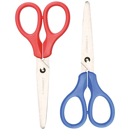 Q-Connect Ergonomic All Purpose Scissors, Stainless Steel, 130mm, Red or Blue