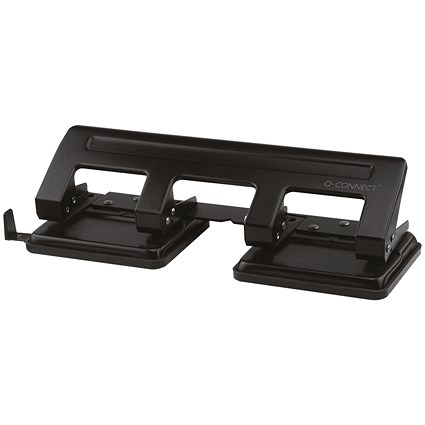 Q-Connect 4 Hole Punch, Capacity 16 Sheets, Black