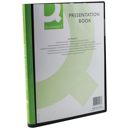 Q-Connect Presentation Book, 20 Pockets, Black