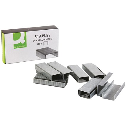Q-Connect 24/6mm Metal Precision Engineered Staples, Pack of 1000 Q-Connect 24/6mm Metal Precision Engineered Staples, Pack of 1000