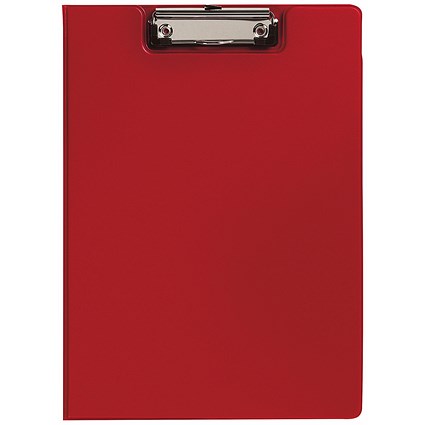 Q-Connect PVC Foldover Clipboard, Foolscap, Red
