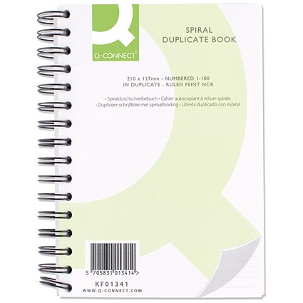 Q-Connect Wiro Bound Carbonless Duplicate Book - 210x127mm