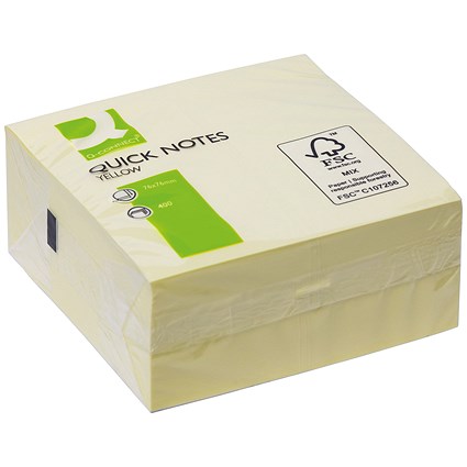 Q-Connect Quick Note Cube, 76 x 76mm, Yellow, 400 Notes per Cube Q-Connect Quick Note Cube, 76 x 76mm, Yellow, 400 Notes per Cube
