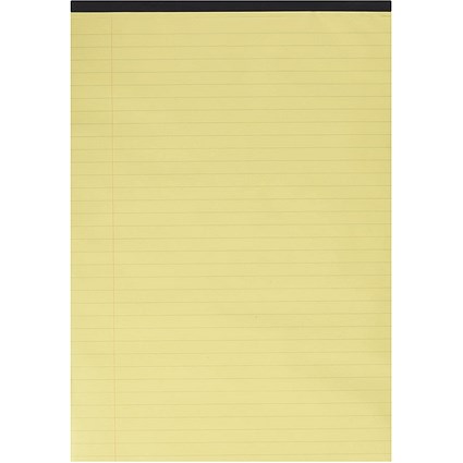 Q-Connect Executive Pad, A4, Ruled with Margin, 104 Pages, Yellow, Pack of 10