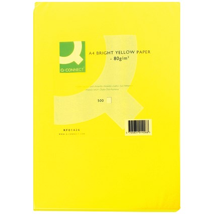 Q-Connect A4 Coloured Paper, Bright Yellow, 80gsm, Ream (500 Sheets) Q-Connect A4 Coloured Paper, Bright Yellow, 80gsm, Ream (500 Sheets)