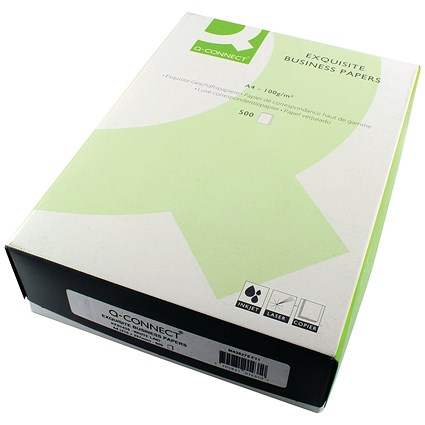 Q-Connect A4 Laid Finish Paper, White, 100gsm, Ream (500 Sheets)