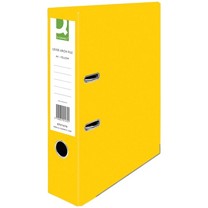 Q-Connect A4 Recycled Lever Arch Files, 70mm Spine, Yellow, Pack of 10 Q-Connect A4 Recycled Lever Arch Files, 70mm Spine, Yellow, Pack of 10