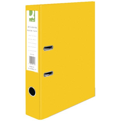 Q-Connect Foolscap Recycled Lever Arch Files, 70mm Spine, Yellow, Pack of 10 Q-Connect Foolscap Recycled Lever Arch Files, 70mm Spine, Yellow, Pack of 10