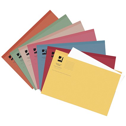 Q-Connect Square Cut Folders, 180gsm, Foolscap, Assorted, Pack of 100