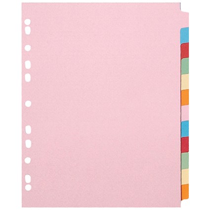 Q-Connect Subject Dividers, 12-Part, Blank Multicolour Tabs, A4, Multicolour (Pack of 20)