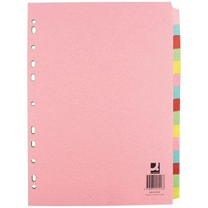 Q-Connect Subject Dividers, 15-Part, Blank Multicolour Tabs, A4, Multicolour (Pack of 10)