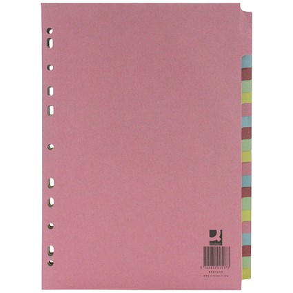 Q-Connect Subject Dividers, 20-Part, Blank Multicolour Tabs, A4, Multicolour Q-Connect Subject Dividers, 20-Part, Blank Multicolour Tabs, A4, Multicolour