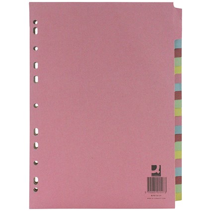 Q-Connect Subject Dividers, 20-Part, Blank Multicolour Tabs, A4, Multicolour (Pack of 20)