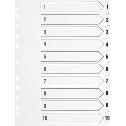 Q-Connect Reinforced Board Index Dividers, 1-10, Clear Tabs, A4, White Q-Connect Reinforced Board Index Dividers, 1-10, Clear Tabs, A4, White
