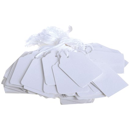Strung Ticket 21x13mm White (Pack of 1000) KF01615