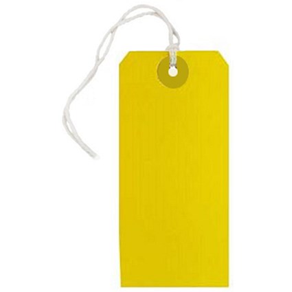 Yellow String Tags Strung Tags 120x60mm Yellow (1000 Pack) KF01626 | Paperstone