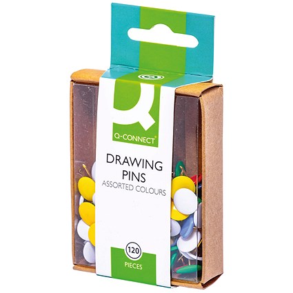 Q-Connect Drawing Pins, Assorted, Pack of 1200(10 packs of 120)