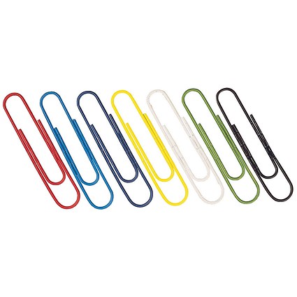 Q-Connect Paperclips, 32mm, Assorted, Pack of 750(10 packs of 75)