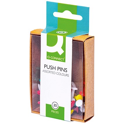 Q-Connect Push Pins, Assorted, Pack of 250 (10 packs of 25) Q-Connect Push Pins, Assorted, Pack of 250 (10 packs of 25)