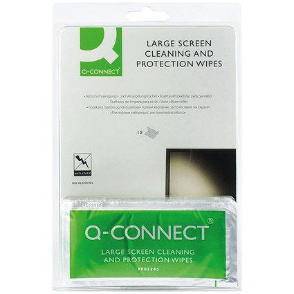 Q-Connect Large Screen Cleaning and Protection Wipes, Pack of 10