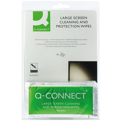 Q-Connect Large Screen Cleaning and Protection Wipes, Pack of 10 Q-Connect Large Screen Cleaning and Protection Wipes, Pack of 10