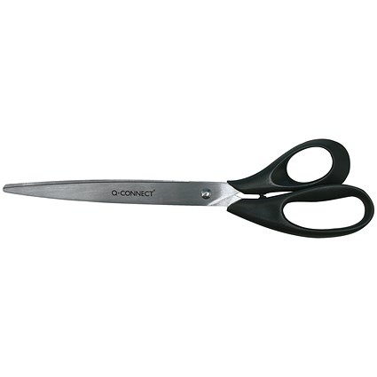 Q-Connect Ergonomic All Purpose Scissors, Stainless Steel, 255mm, Black