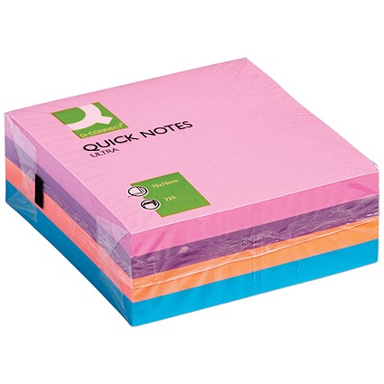 Q-Connect Quick Note Cube, 76 x 76mm, Rainbow, 320 Notes per Cube
