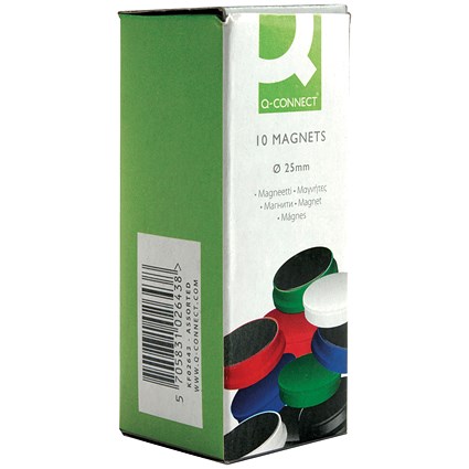 Q-Connect 25mm Magnets, Assorted, Pack of 10 Q-Connect 25mm Magnets, Assorted, Pack of 10